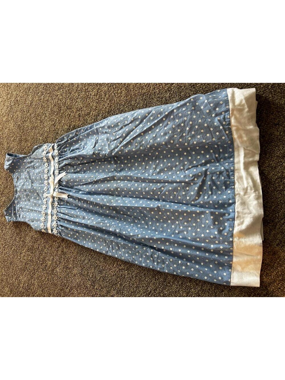 Vintage Rare Editions Blue Polka Dot Sleeveless Dress Size 16